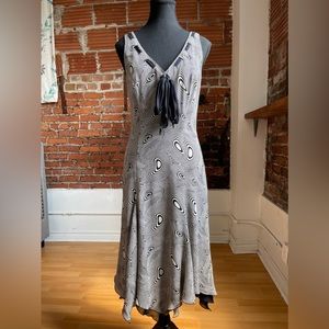 ESCADA Black & White Asymmetric Silk Dress